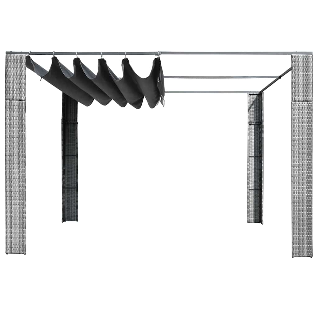 Gazebo con Tetto in Polyrattan 300x300x220cm Grigio e Crema | homemem39