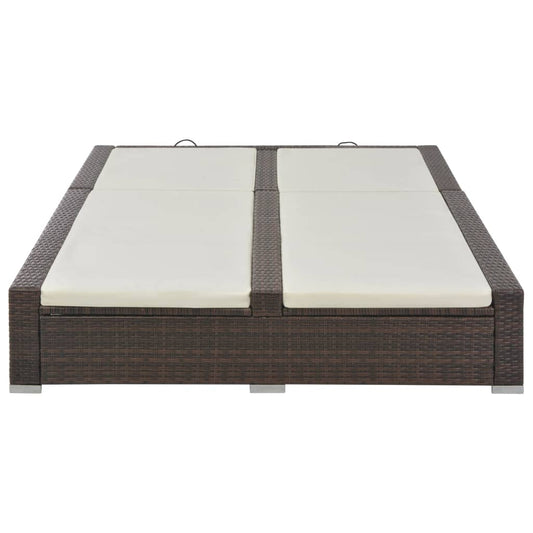 Lettino Prendisole Doppio in Polyrattan Marrone - homemem39