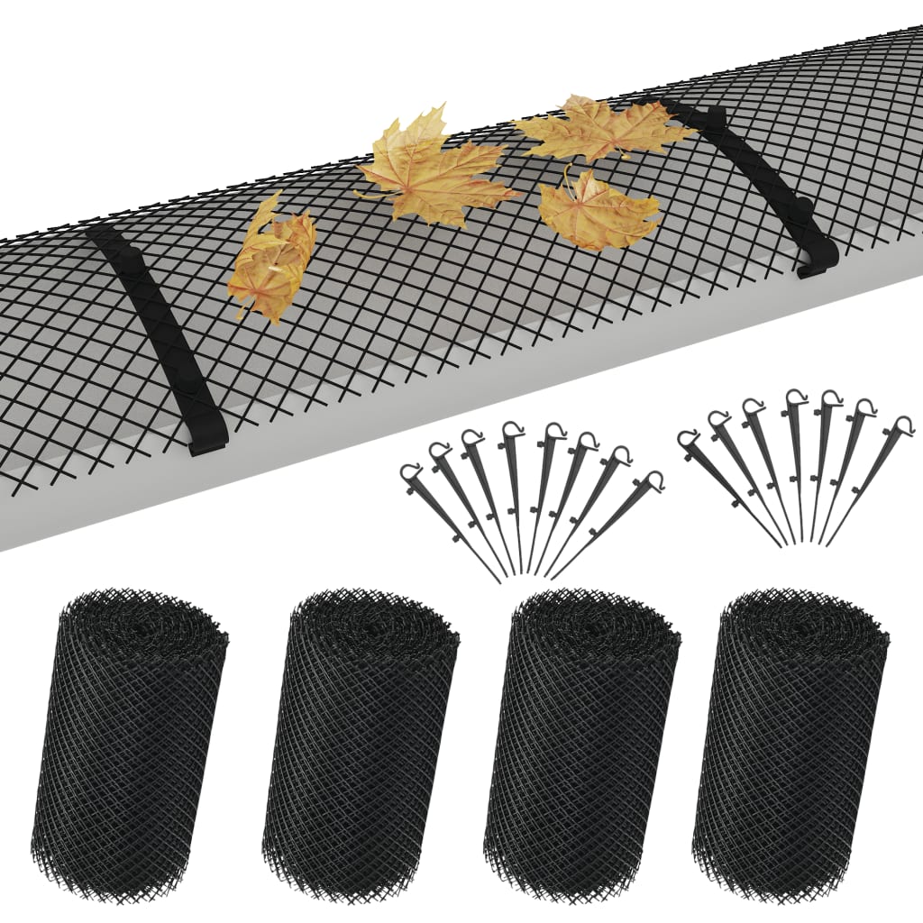 Reti per Grondaie con Ganci 4 pz in HDPE 1,08 ㎡
