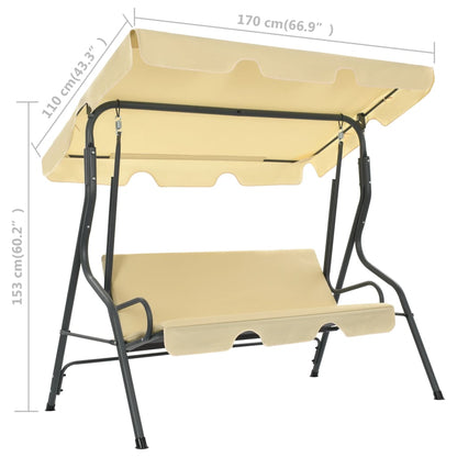 Panchina a Dondolo da Giardino Bianco Crema 170x110x153 cm - homemem39