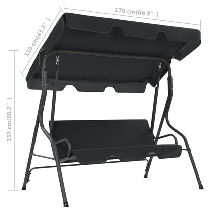 Panchina a Dondolo da Giardino Antracite 170x110x153 cm | homemem39