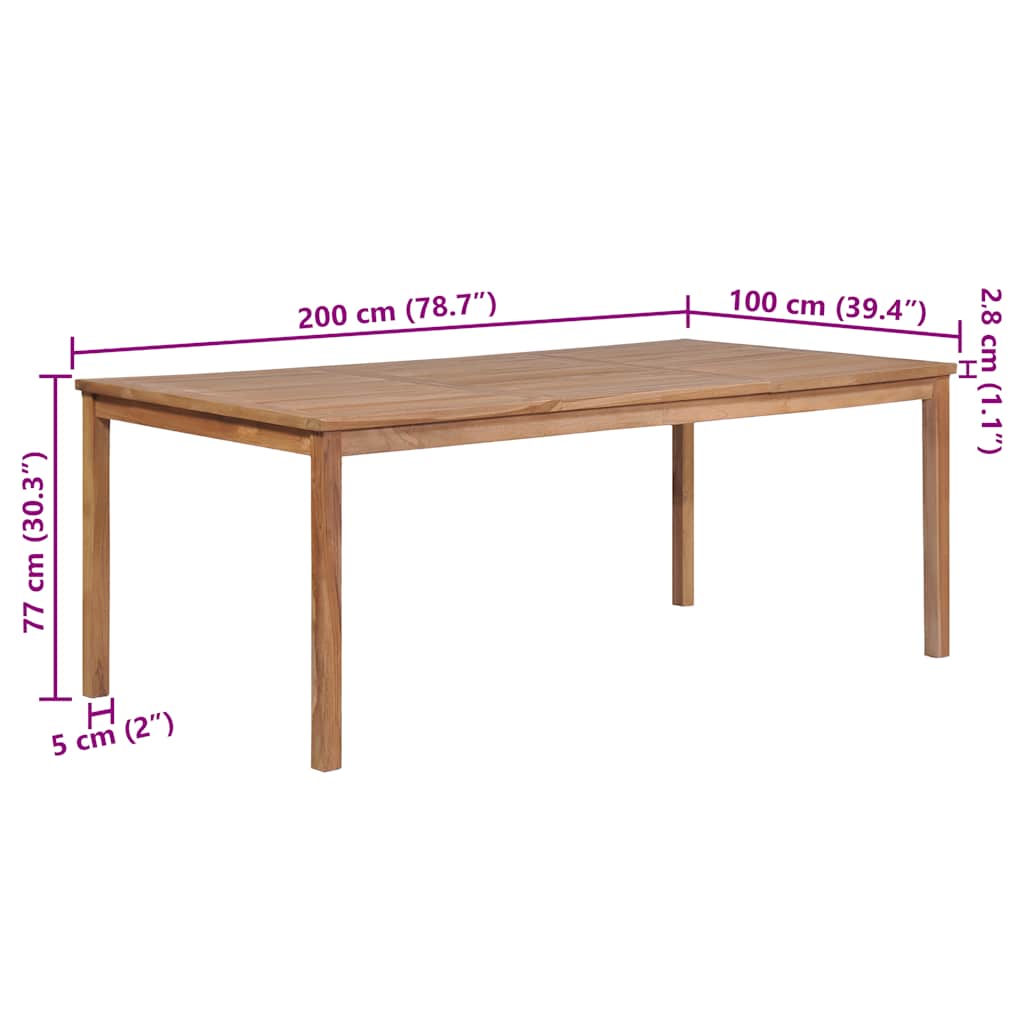 Tavolo da Giardino 200x100x77 cm in Legno Massello di Teak | homemem39