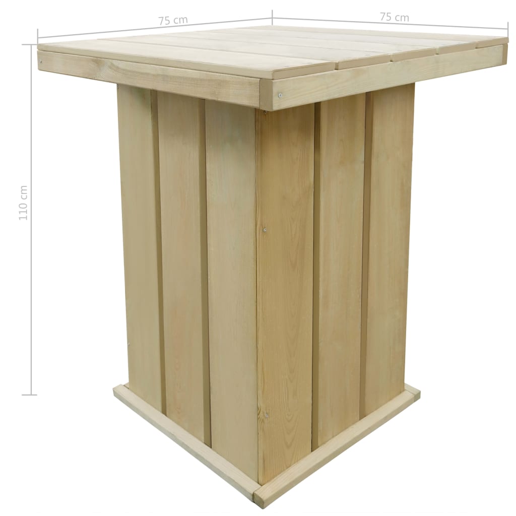 Tavolo da Bar Esterno 75x75x110cm Legno di Pino Impregnato | homemem39