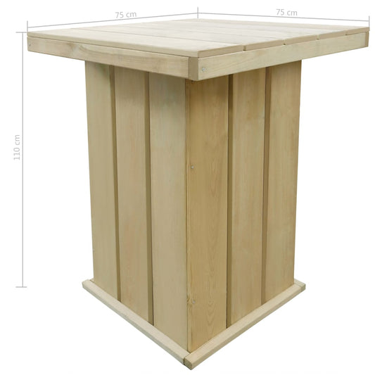 Tavolo da Bar Esterno 75x75x110cm Legno di Pino Impregnato | homemem39