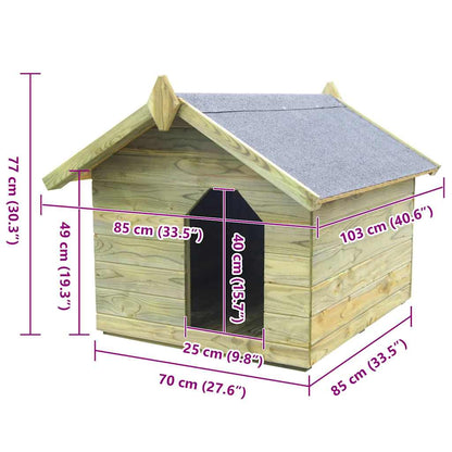 Cuccia per Cane da Esterno con Tetto Apribile Pino Impregnato