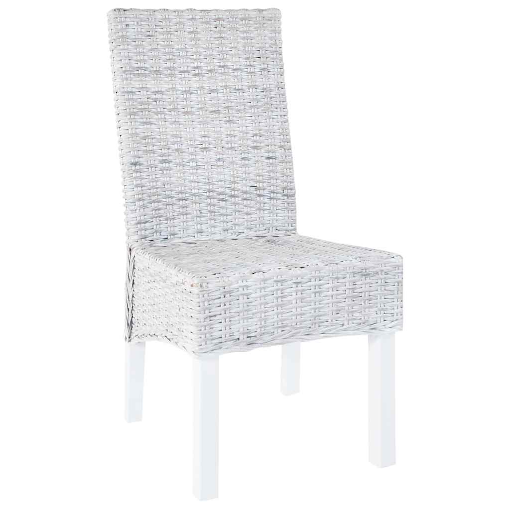 Sedie da Pranzo 4 pz Bianco in Rattan Kubu e Mango | homemem39