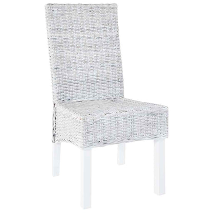 Sedie da Pranzo 4 pz Bianco in Rattan Kubu e Mango | homemem39