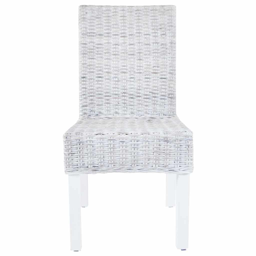 Sedie da Pranzo 4 pz Bianco in Rattan Kubu e Mango | homemem39