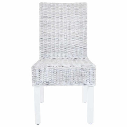 Sedie da Pranzo 4 pz Bianco in Rattan Kubu e Mango | homemem39