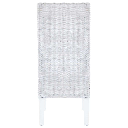 Sedie da Pranzo 4 pz Bianco in Rattan Kubu e Mango | homemem39