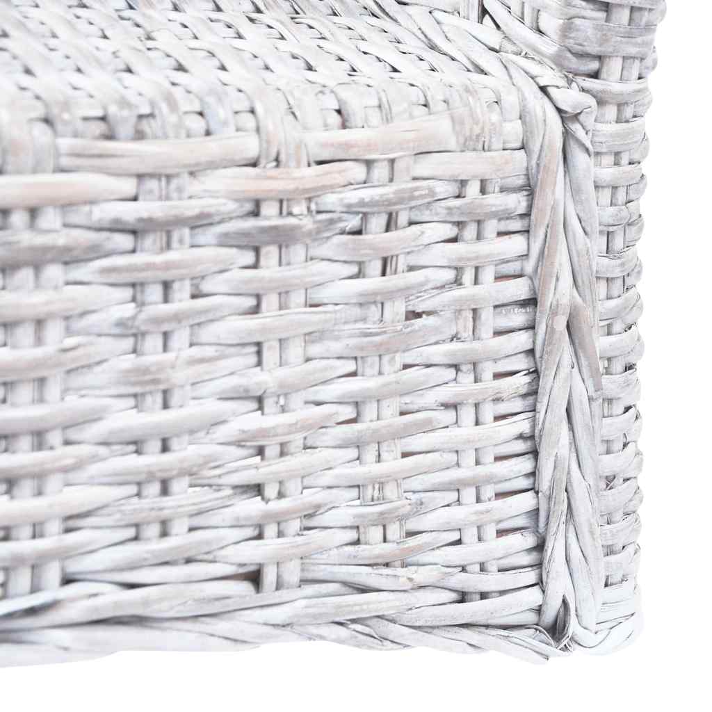 Sedie da Pranzo 4 pz Bianco in Rattan Kubu e Mango | homemem39