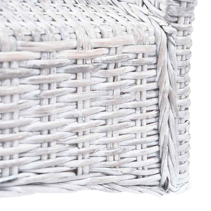 Sedie da Pranzo 4 pz Bianco in Rattan Kubu e Mango | homemem39