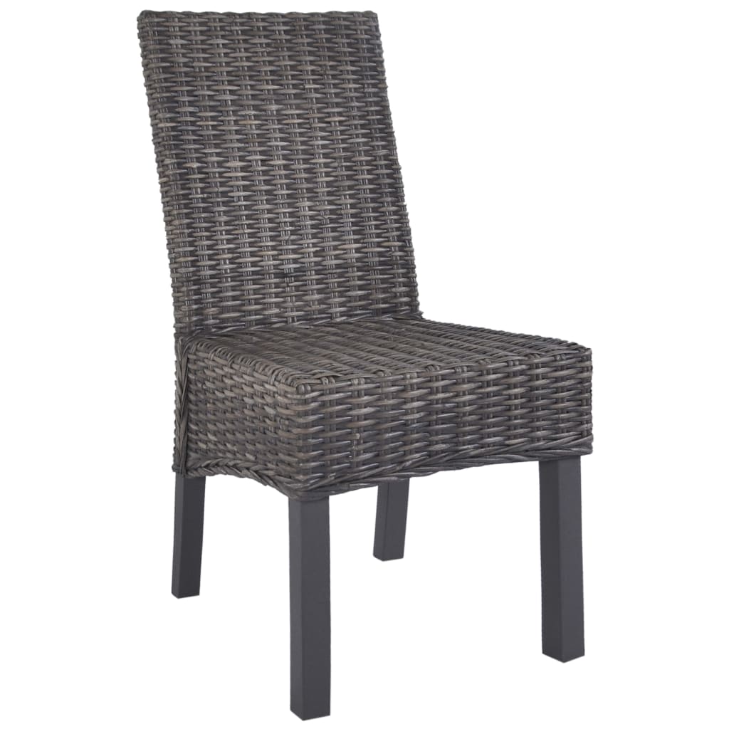 Sedie da Pranzo 4 pz Marroni in Rattan Kubu e Legno di Mango | homemem39
