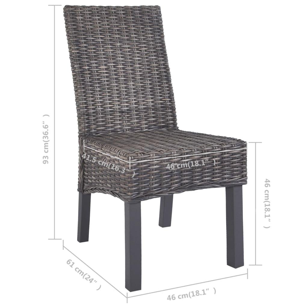Sedie da Pranzo 6 pz Marroni in Rattan Kubu e Legno di Mango | homemem39