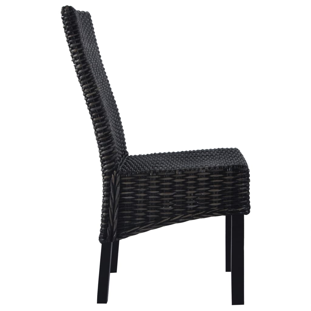Sedie da Pranzo 6 pz Nere in Rattan Kubu e Legno di Mango | homemem39
