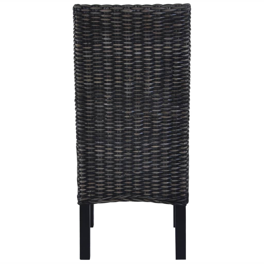 Sedie da Pranzo 6 pz Nere in Rattan Kubu e Legno di Mango | homemem39