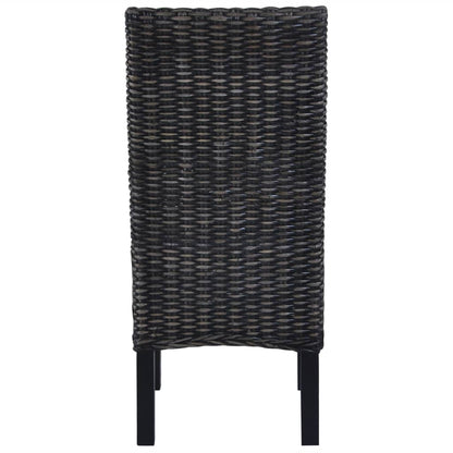 Sedie da Pranzo 6 pz Nere in Rattan Kubu e Legno di Mango | homemem39