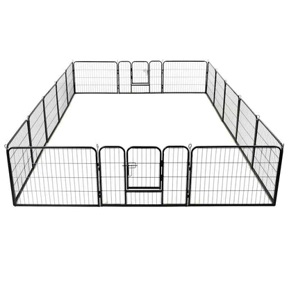 Box per Cani con 16 Pannelli in Acciaio 60x80 cm Nero | homemem39