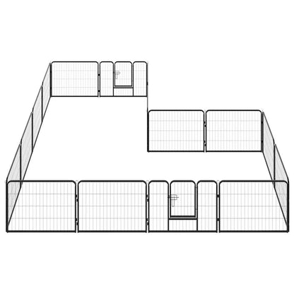 Box per Cani con 16 Pannelli in Acciaio 60x80 cm Nero | homemem39