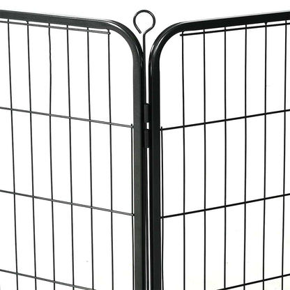 Box per Cani con 16 Pannelli in Acciaio 60x80 cm Nero | homemem39