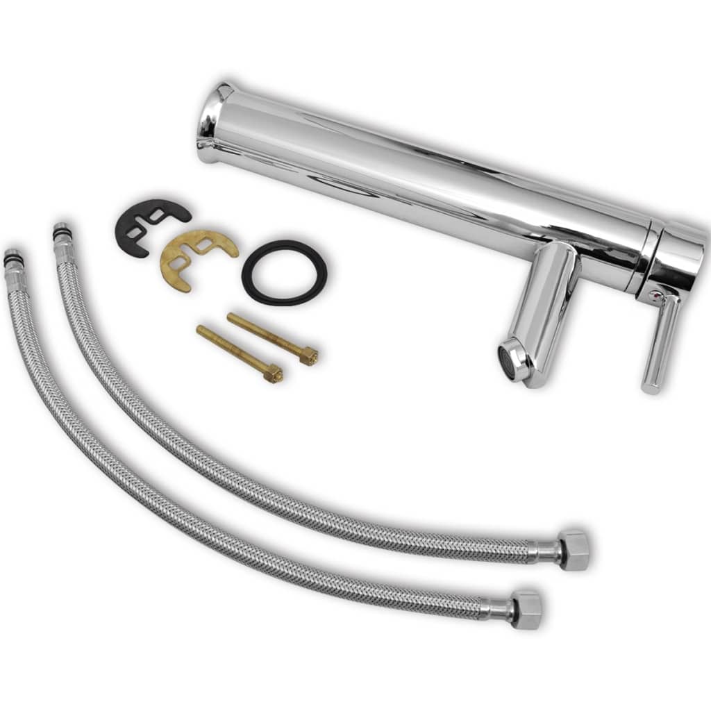 Lavello Bagno con Miscelatore in Ceramica Rotondo Bianco - homemem39