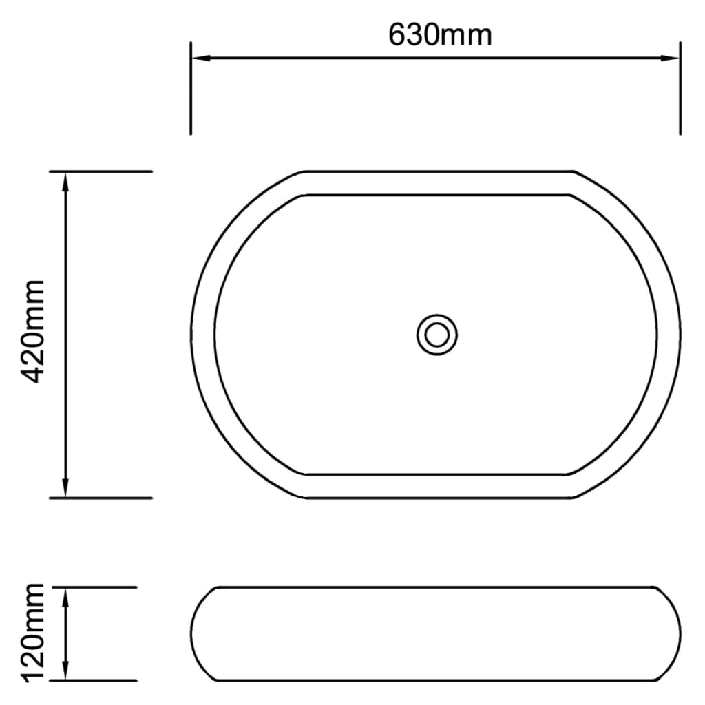 Lavello Bagno con Miscelatore in Ceramica Ovale Bianco