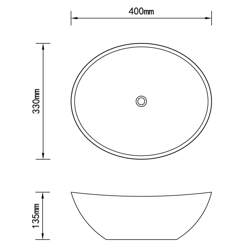 Lavello Bagno con Miscelatore in Ceramica Ovale Bianco - homemem39