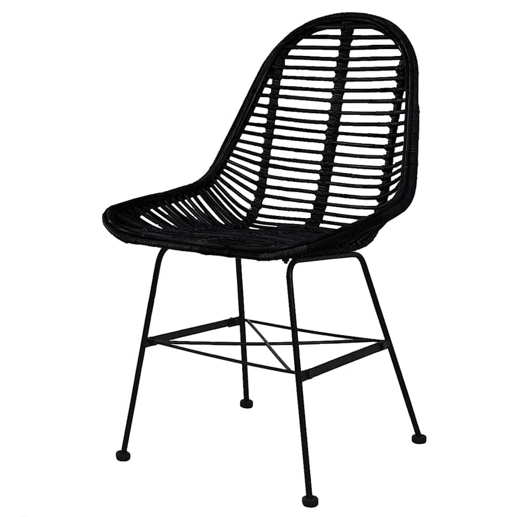 Sedie da Pranzo 6 pz Nere in Rattan Naturale | homemem39