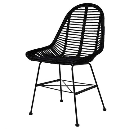Sedie da Pranzo 6 pz Nere in Rattan Naturale | homemem39