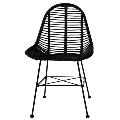 Sedie da Pranzo 6 pz Nere in Rattan Naturale | homemem39