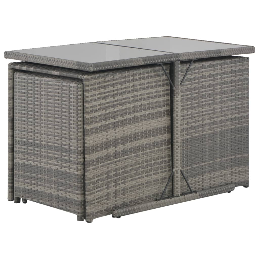 Set da Pranzo per Esterni 7 pz con Cuscini in Polyrattan Grigio - homemem39