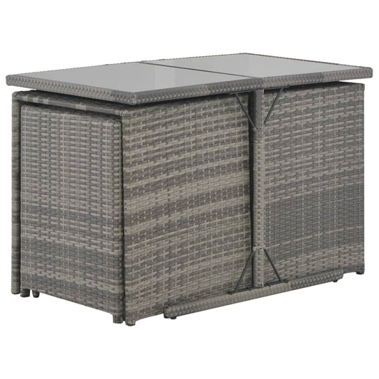 Set da Pranzo per Esterni 7 pz con Cuscini in Polyrattan Grigio - homemem39