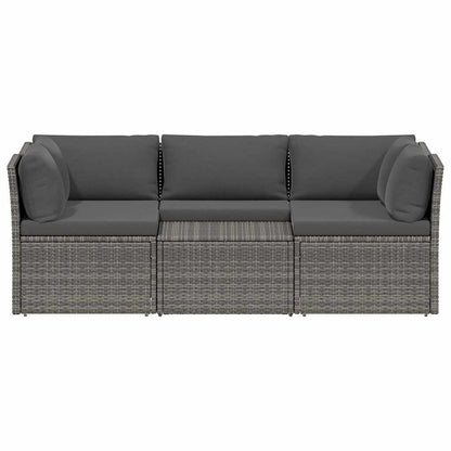 Set Divani da Giardino 4 pz con Cuscini in Polyrattan Grigio | homemem39