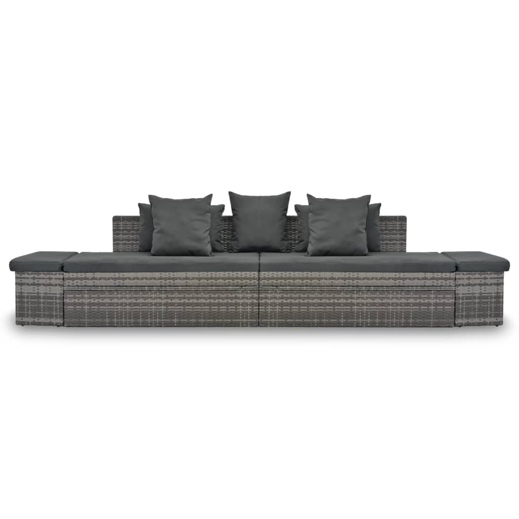 Set Divani da Giardino 4 pz con Cuscini in Polyrattan Grigio - homemem39