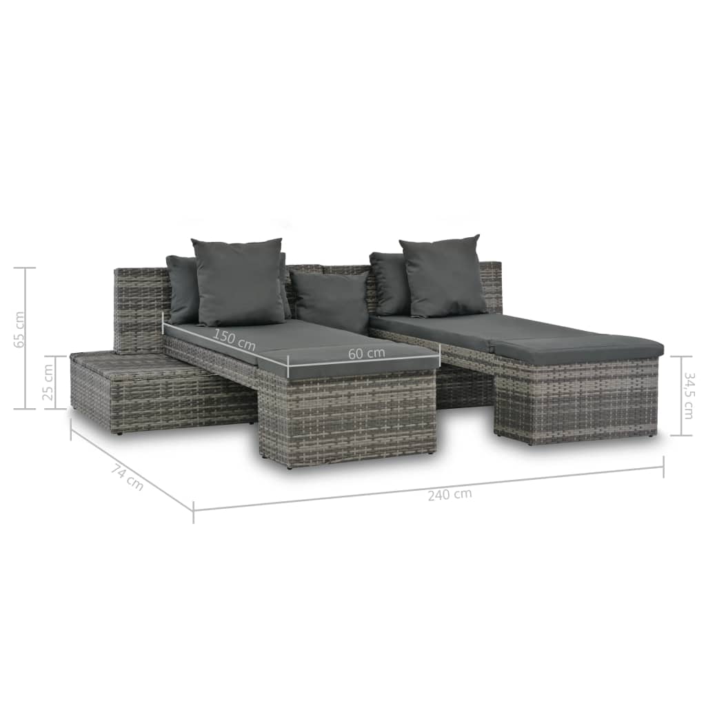 Set Divani da Giardino 4 pz con Cuscini in Polyrattan Grigio - homemem39