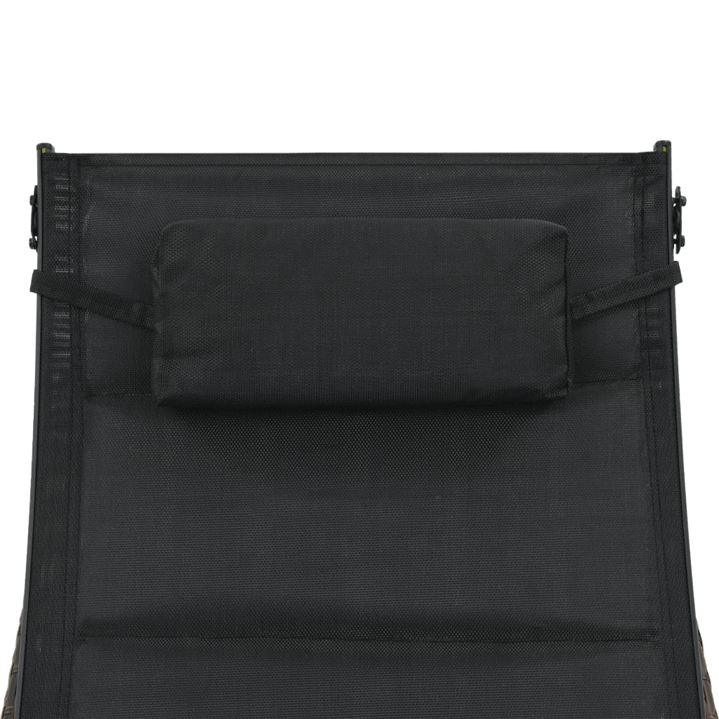 Lettino Prendisole in Polyrattan e Textilene Marrone - homemem39