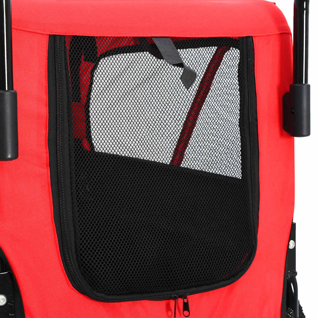 Rimorchio per Animali Domestici e Passeggino 2in1 Rosso e Nero | homemem39