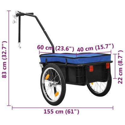 Rimorchio Bici/Carrello Manuale 155x60x83 cm in Acciaio Blu - homemem39