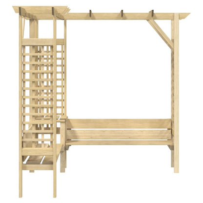 Pergola Angolare con Panca in Legno di Pino Impregnato | homemem39