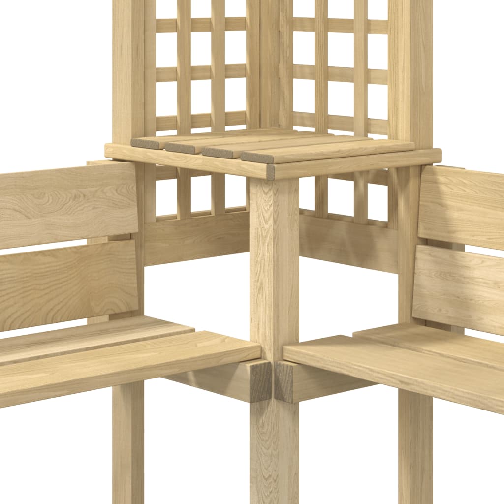 Pergola Angolare con Panca in Legno di Pino Impregnato | homemem39