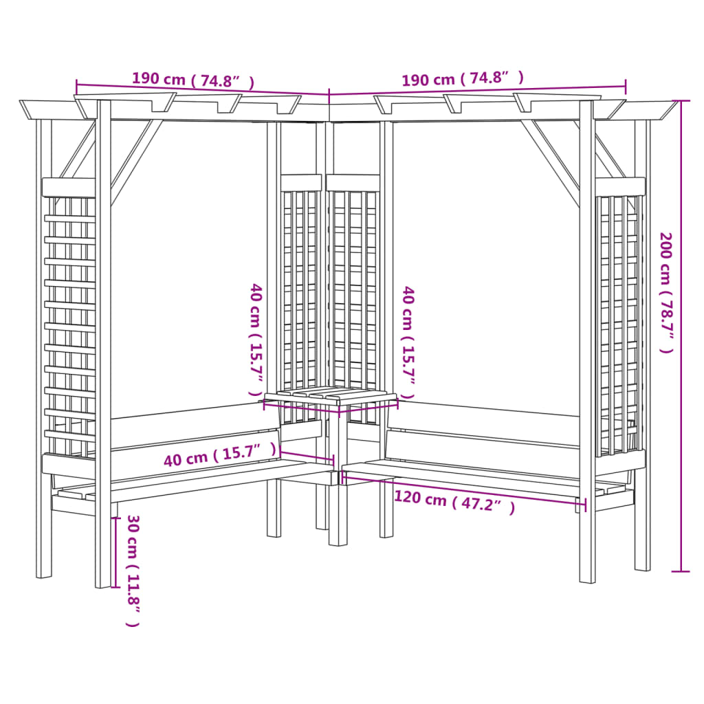 Pergola Angolare con Panca in Legno di Pino Impregnato | homemem39