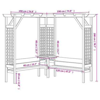 Pergola Angolare con Panca in Legno di Pino Impregnato | homemem39
