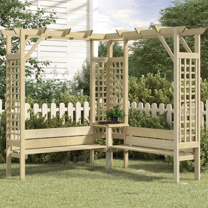 Pergola Angolare con Panca in Legno di Pino Impregnato | homemem39
