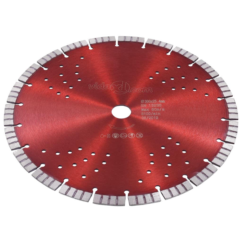 Disco da Taglio Diamantato con Turbo e Fori in Acciaio 300 mm | homemem39