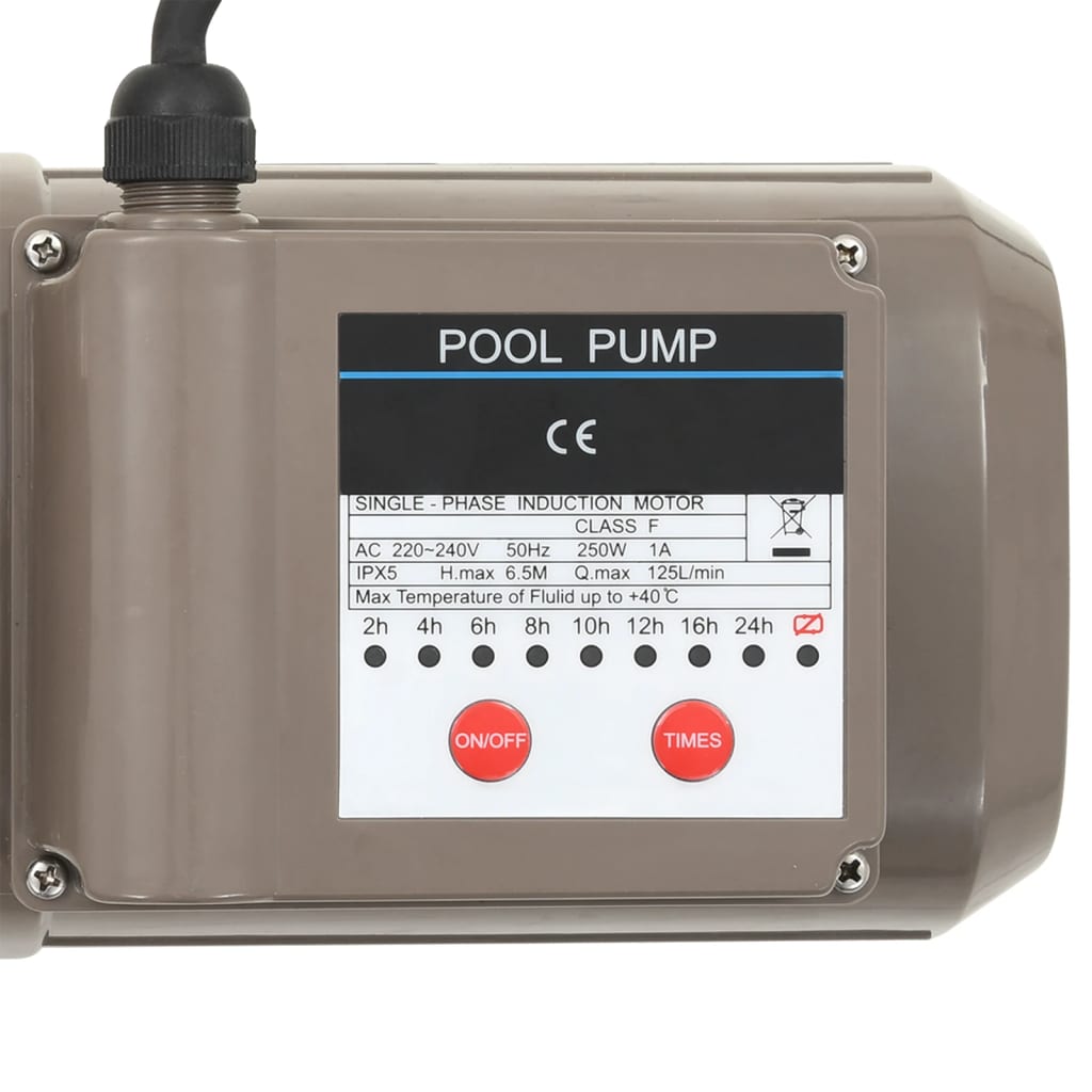 Pompa per Piscina con Timer Nera 0,25 HP 8000 L/h | homemem39