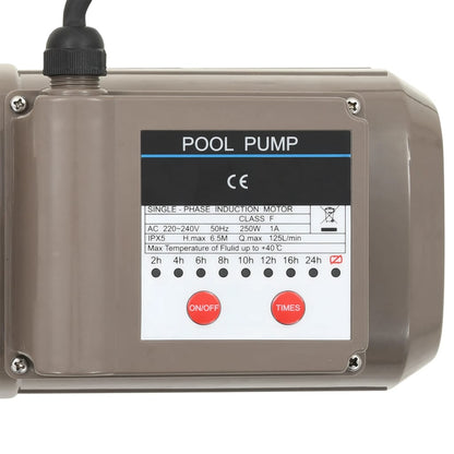 Pompa per Piscina con Timer Nera 0,25 HP 8000 L/h | homemem39