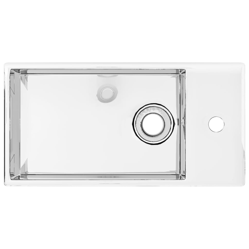 Lavandino con Troppopieno 49x25x15 cm in Ceramica Argento - homemem39