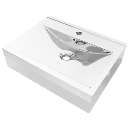 Lavandino con Troppopieno 60x46x16 cm in Ceramica Argento - homemem39