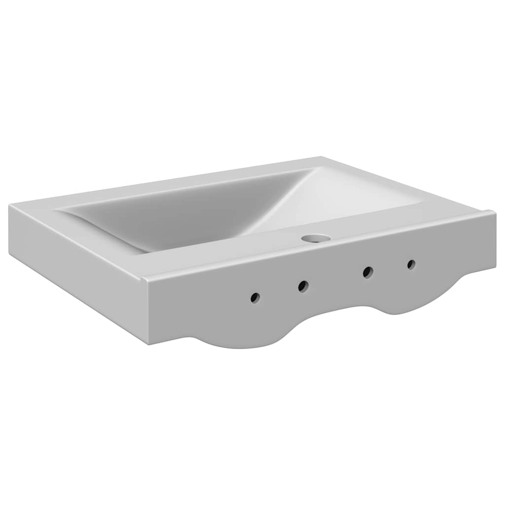 Lavandino con Troppopieno 60x46x16 cm in Ceramica Argento | homemem39