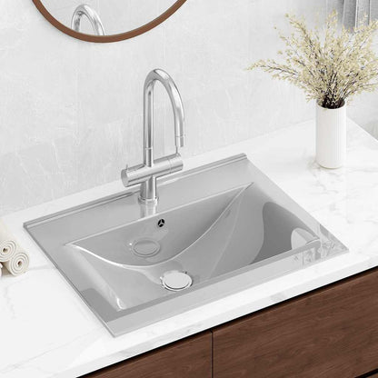 Lavandino con Troppopieno 60x46x16 cm in Ceramica Argento | homemem39